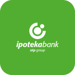 Vertical white version of the Ipoteka bank OTP Group logo