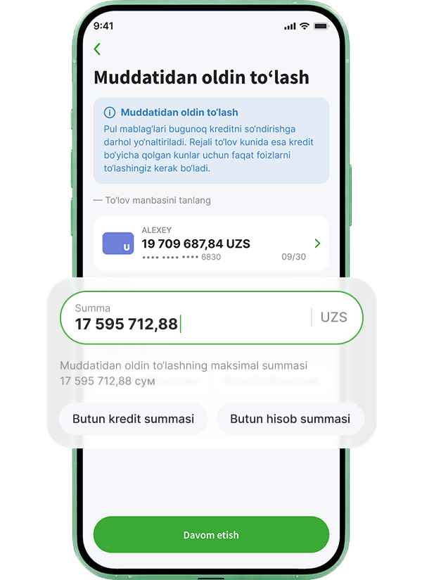 Summani kiriting yoki taklif qilingan variantlardan birini tanlang