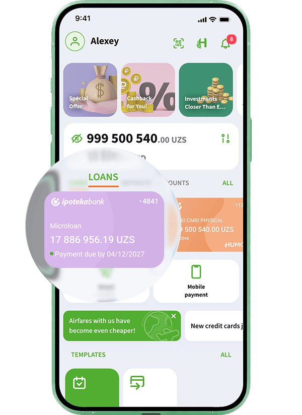 Select the “Loans” section and the loan you want