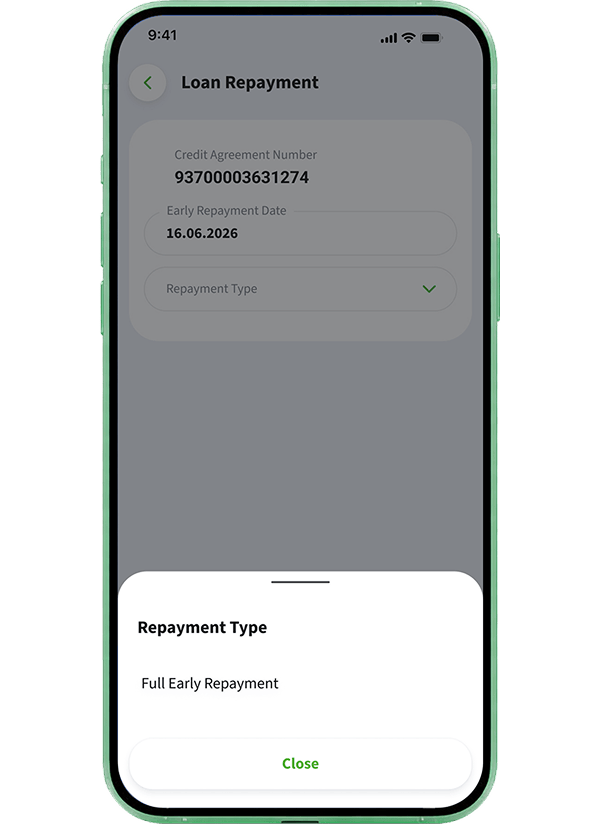 Select Full early repayment