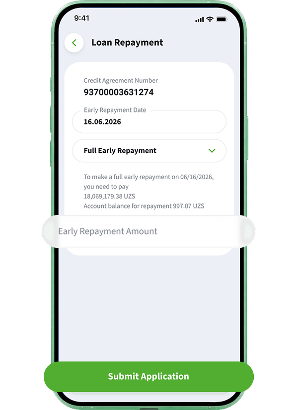 Enter the early repayment amount and submit the request