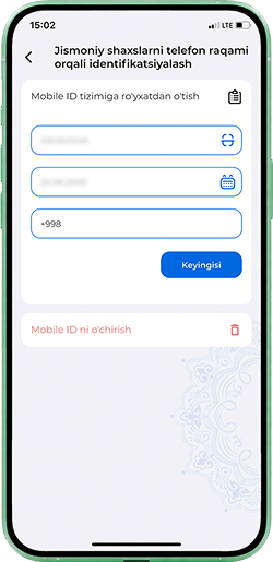 O‘z nomingizga ro‘yxatdan o‘tgan telefon raqamini kiriting