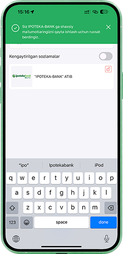 Ruxsat muvaffaqiyatli berilgani haqidagi bildirishnomani kuting